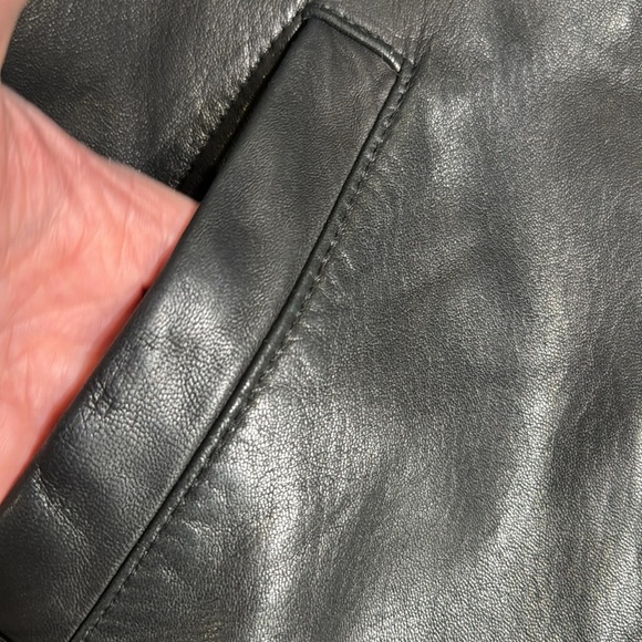 Creations Jez Black Leather Jacket with Shearling Collar & Cuffs - Picture 3 of 10